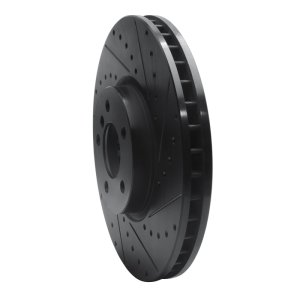 BMW X5 Brake Rotor (1) - Front Right - R1 Concepts - Drilled & Slotted - Black - `02-`06